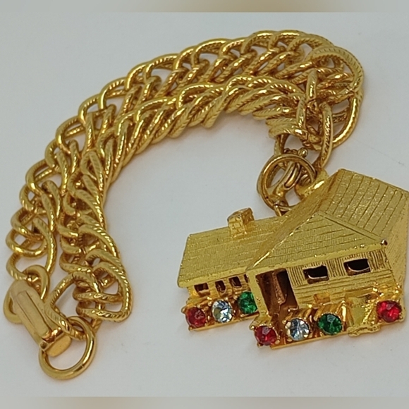 * Vintage Signed Hobco House Of Borvani New House Real Estate Charm Bracelet - Picture 6 of 6